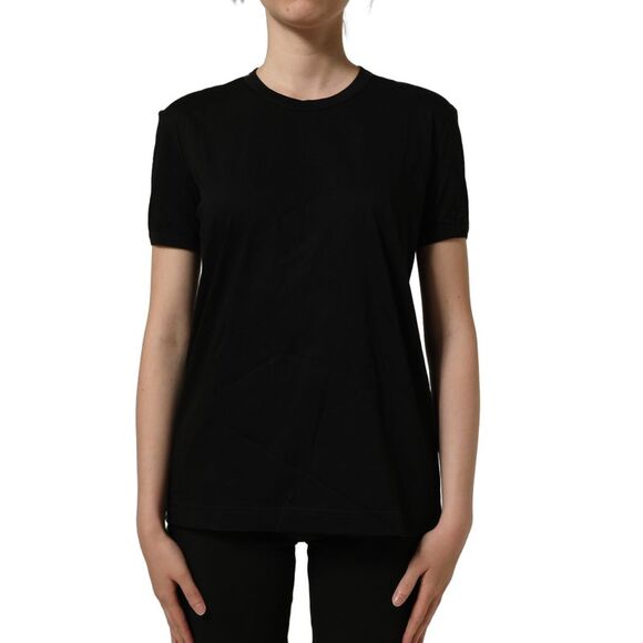 Dolce & Gabbana Tops - Dolce & Gabbana Black Cotton Crew Neck Short Sleeves Women's T-shirt